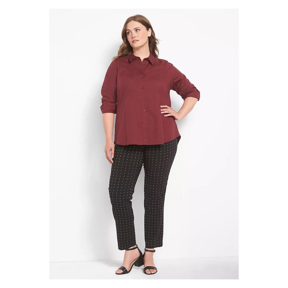 Lane Bryant Burgundy Red Long Sleeve Button Up Blouse Sz.20W NWT - Picture 1 of 13